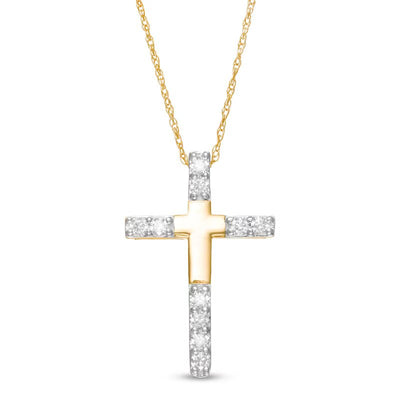 Remixed Reimagined 1/4 CT. T.W. Diamond Cross Pendant in 10K Gold