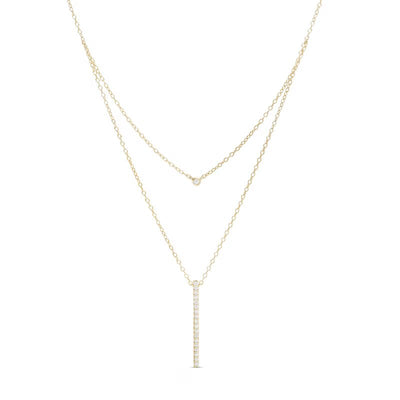 1/5 CT. T.W. Diamond Linear Bar Double Strand Necklace in 10K Gold - 20"