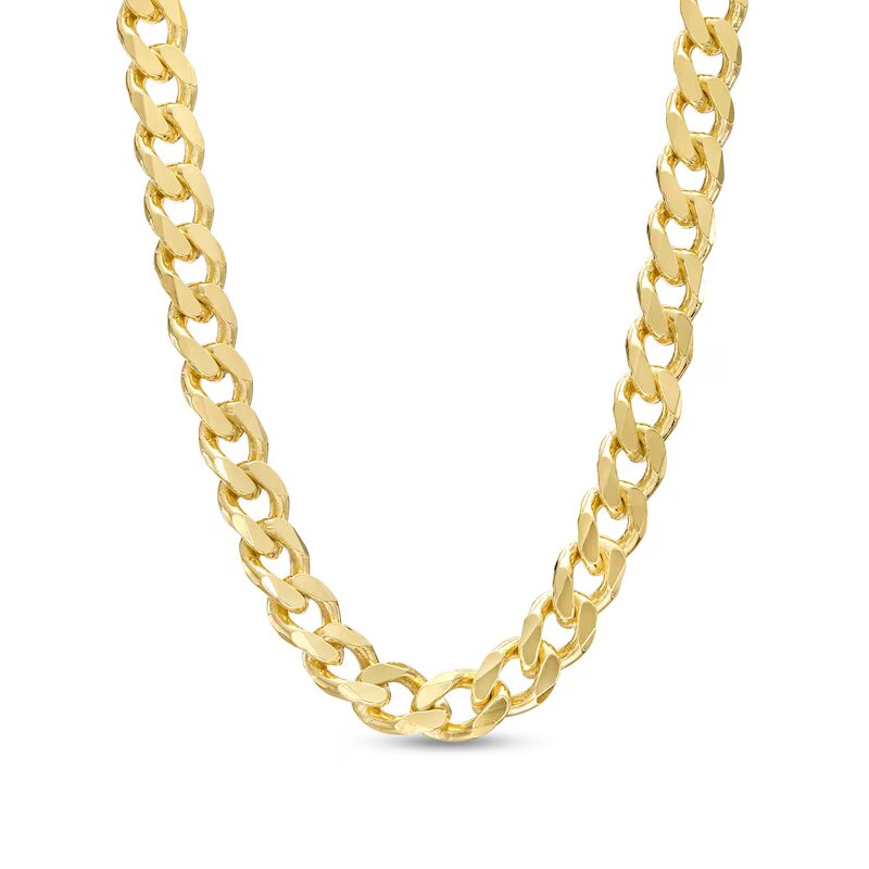 6.0mm Diamond-Cut Beveled Edge Solid Curb Chain Necklace in 10K Gold - 22" - Shryne Diamanti & Co.