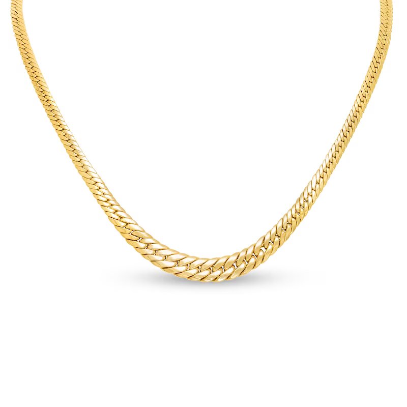 Graduated Cuban Curb Chain Necklace in 10K Gold - 18" - Shryne Diamanti & Co.