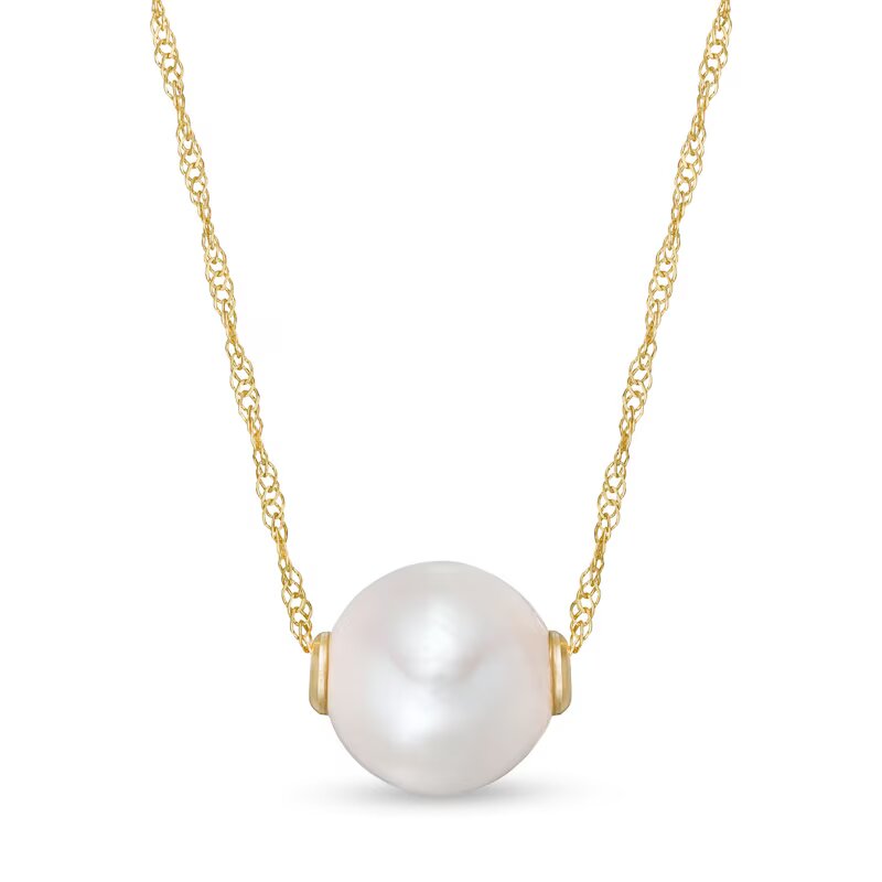 9.5mm Cultured Freshwater Pearl Necklace in 14K Gold