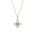 3.0mm Emerald and 1/10 CT. T.W. Diamond Open Petal Frame Drop Pendant in 10K Gold