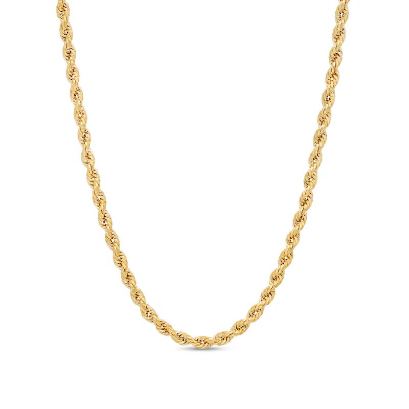 2.65mm Hollow Evergreen Rope Chain Necklace in 10K Gold - 20" - Shryne Diamanti & Co.