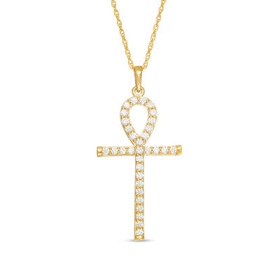 1/3 CT. T.W. Diamond Ankh Cross Pendant in 10K Gold