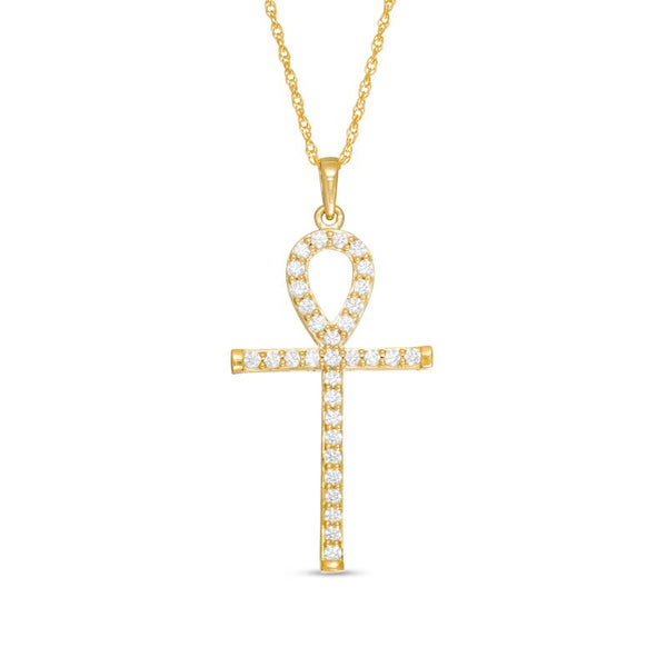 1/3 CT. T.W. Diamond Ankh Cross Pendant in 10K Gold