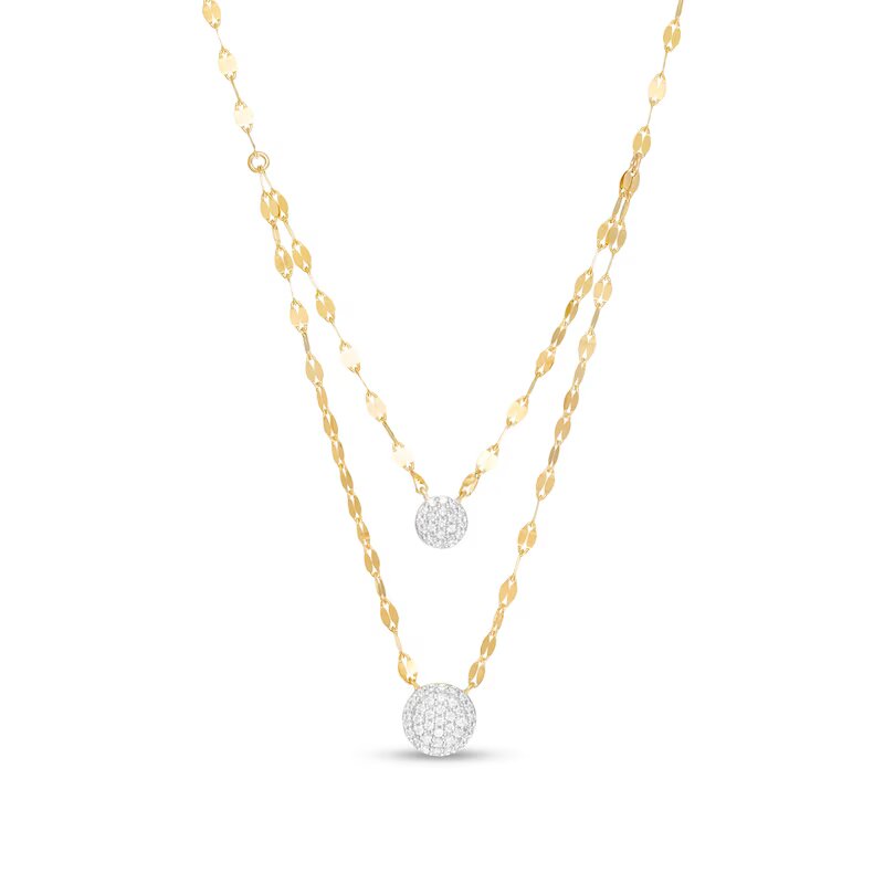 1/5 CT. T.W. Multi-Diamond Double Strand Necklace in 10K Gold - 20"