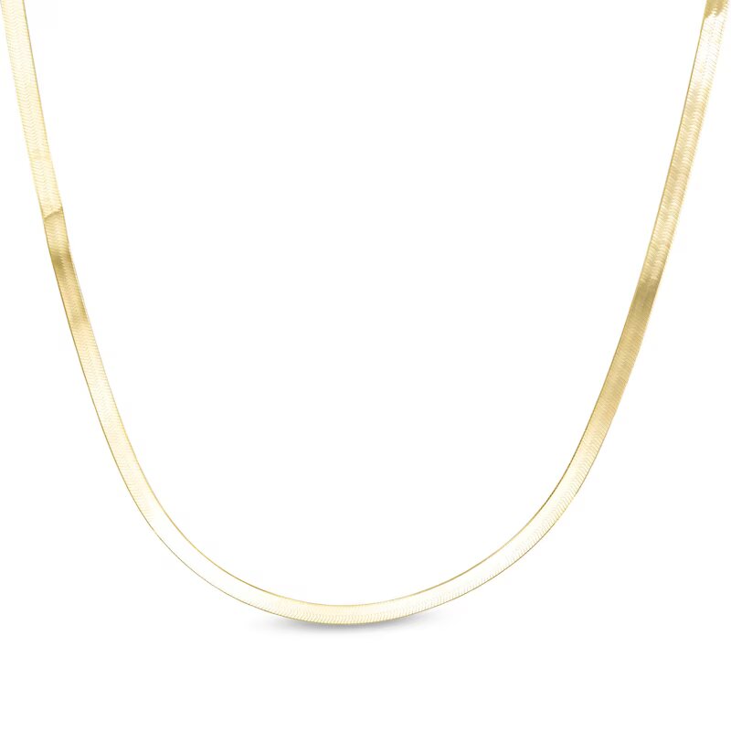 Ladies' 3.05mm Solid Herringbone Chain Necklace in 10K Gold - 20" - Shryne Diamanti & Co.