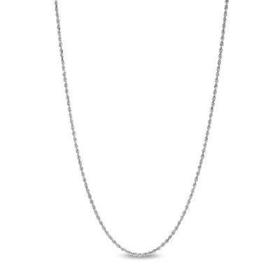 1.6mm Solid Glitter Rope Chain Necklace in 10K White Gold - 18"