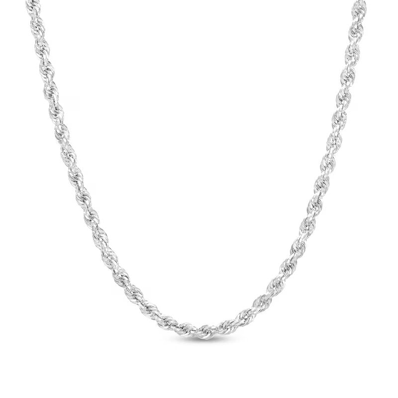 3.15mm Hollow Evergreen Rope Chain Necklace in 10K White Gold - 24"