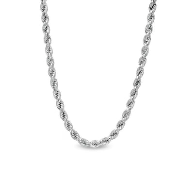 5.3mm Hollow Glitter Rope Chain Necklace in 10K White Gold - 26"