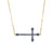 Blue Sapphire Sideways Gothic-Style Cross Necklace in 10K Gold