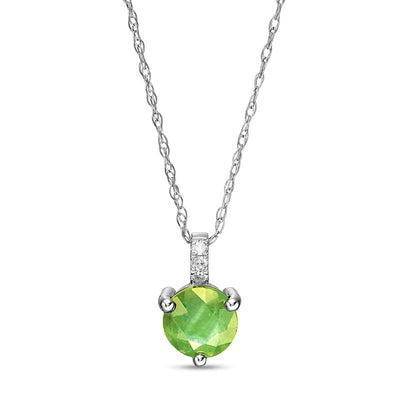 6.0mm Peridot and Diamond Accent Drop Pendant in 10K White Gold