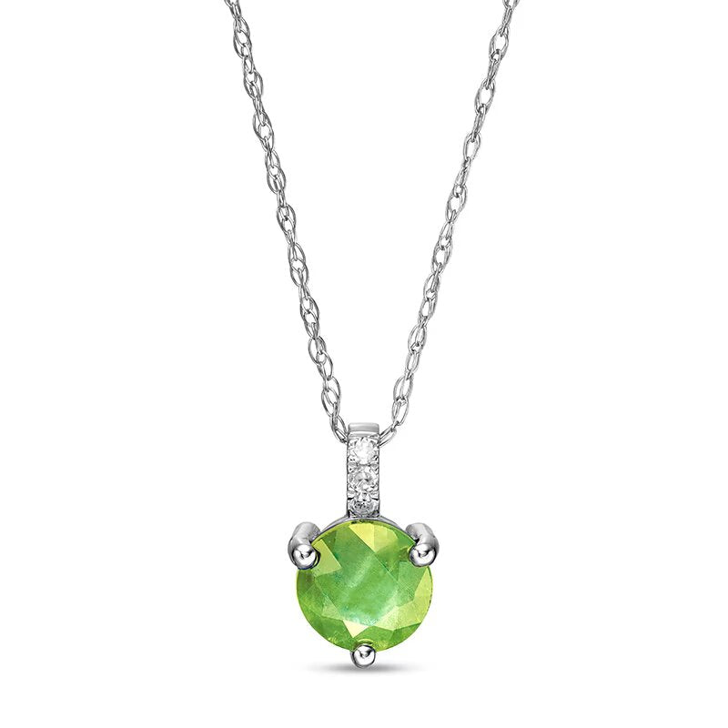 6.0mm Peridot and Diamond Accent Drop Pendant in 10K White Gold