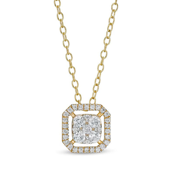 1/3 CT. T.W. Cushion-Shaped Multi-Diamond Octagonal Frame Outline Pendant in 10K Gold