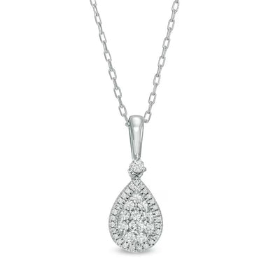 1/4 CT. T.W. Pear-Shaped Multi-Diamond Frame Pendant in 10K White Gold