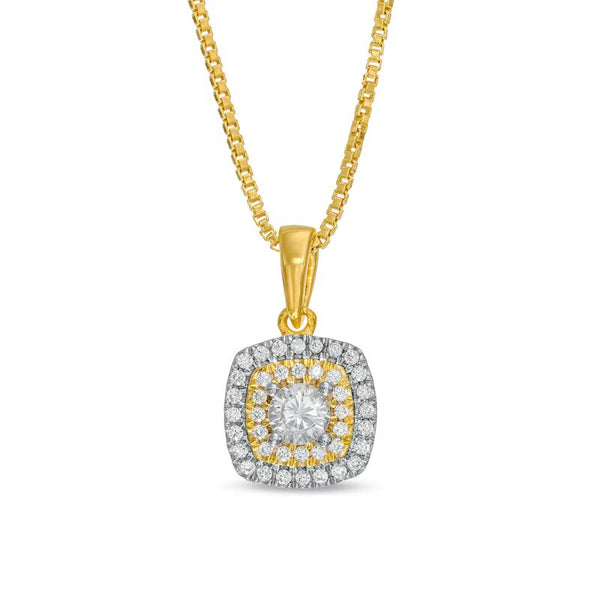 1/3 CT. T. W. Diamond Double Cushion-Shaped Frame Pendant in 10K Gold