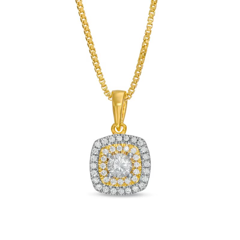 1/3 CT. T. W. Diamond Double Cushion-Shaped Frame Pendant in 10K Gold