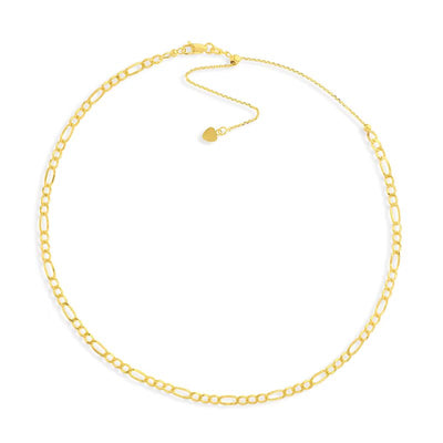 2.5mm Figaro Chain Choker Necklace in 14K Gold - 16"