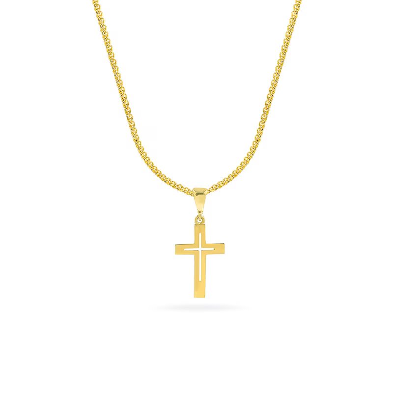 Cut-Out Cross Pendant in 14K Gold