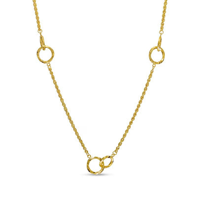 Diamond-Cut Graduated Interlocking Circles Station Necklace in 10K Gold