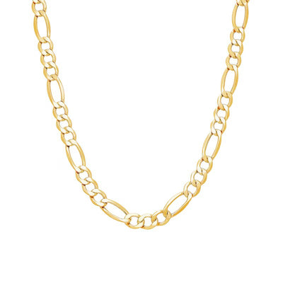 Men's 7.2mm Figaro Chain Necklace in Hollow 14K Gold - 24"