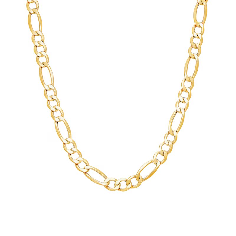 Men's 7.2mm Figaro Chain Necklace in Hollow 14K Gold - 24"
