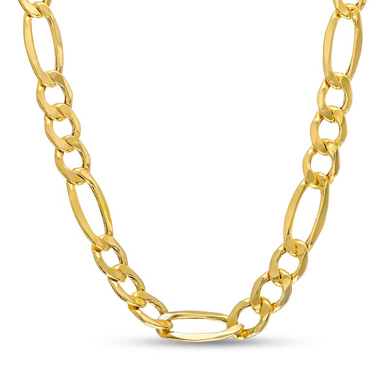 Men's 7.2mm Figaro Chain Necklace in Hollow 14K Gold - 22"