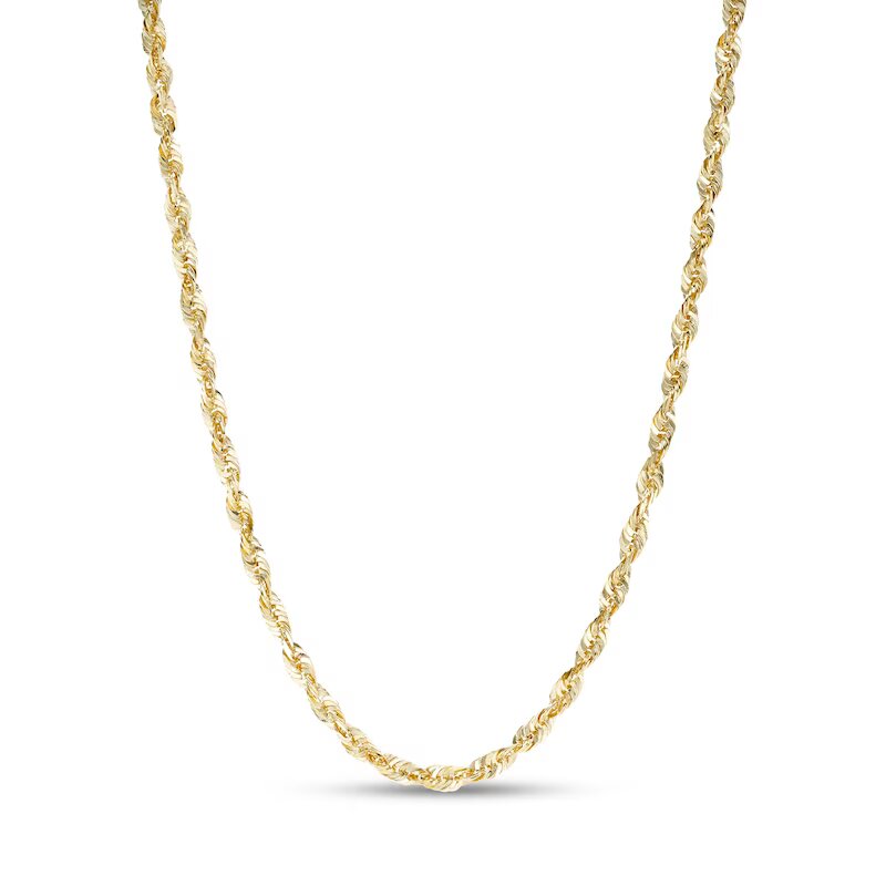 2.4mm Diamond-Cut Solid Glitter Rope Chain Necklace in 10K Gold - 16" - Shryne Diamanti & Co.