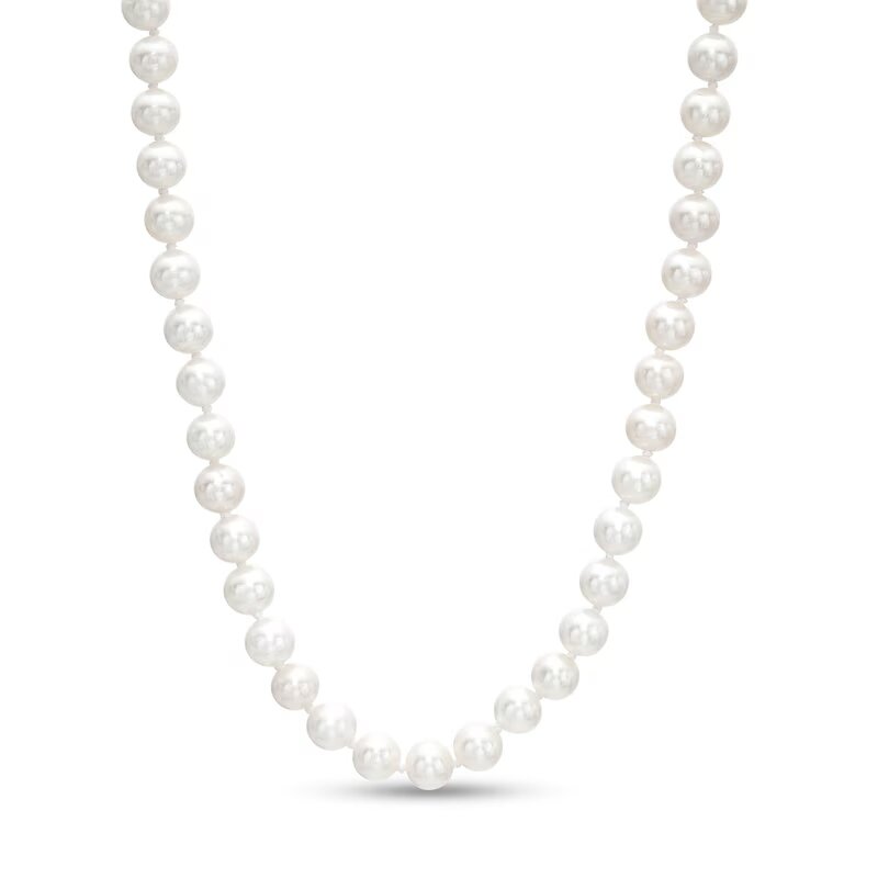 5.0-6.0mm Cultured Freshwater Pearl Strand Necklace with 14K Gold Filigree Fish-Hook Clasp - 30"