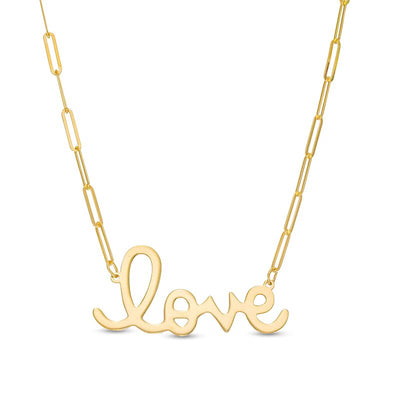 Cursive "love" Necklace in 10K Gold - Shryne Diamanti & Co.