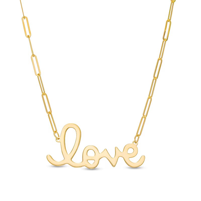 Cursive "love" Necklace in 10K Gold - Shryne Diamanti & Co.