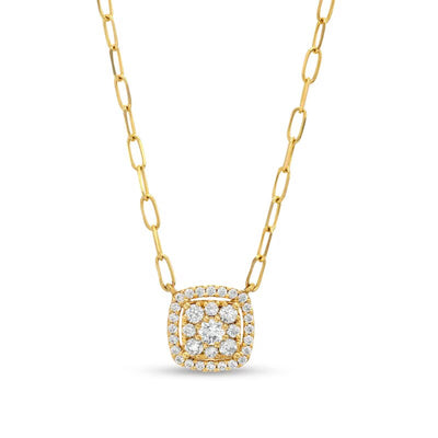 1/3 CT. T.W. Composite Cushion Diamond Necklace in 10K Gold