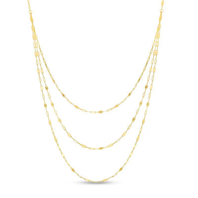 Triple Strand Cheval Chain Necklace in 10K Gold