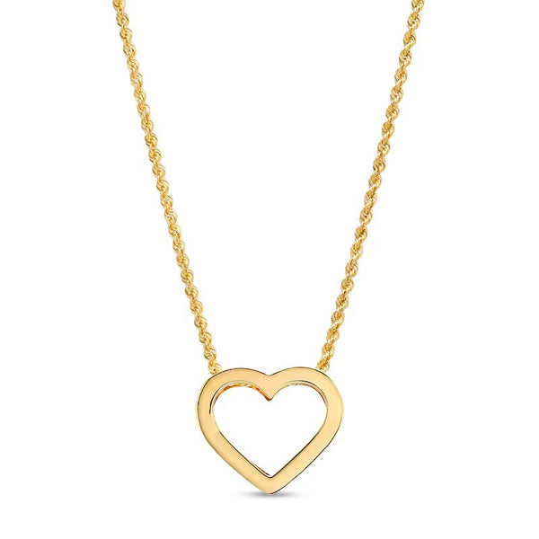 Bold Heart Outline Pendant in 10K Gold - Shryne Diamanti & Co.