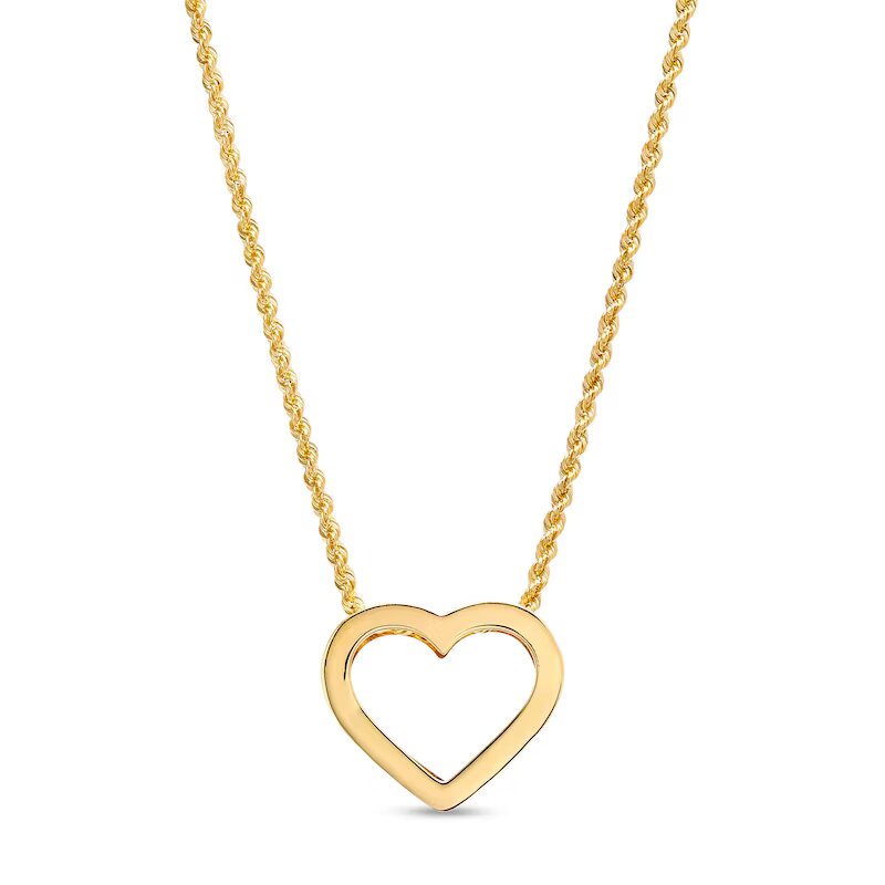 Bold Heart Outline Pendant in 10K Gold - Shryne Diamanti & Co.