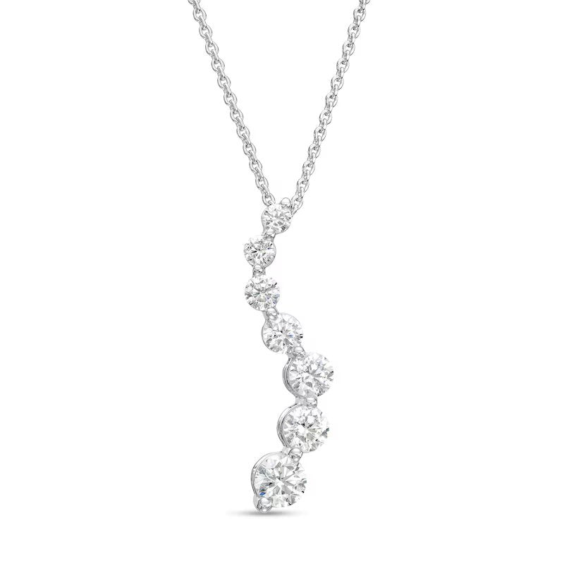 1 CT. T.W. Journey Certified Lab-Created Diamond Curved Pendant in 14K White Gold (F/SI2)