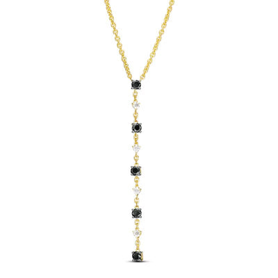 1/2 CT. T.W. Black and White Diamond "Y" Necklace in 10K Gold – 17"