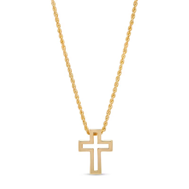 Bold Cross Outline Pendant in 10K Gold - Shryne Diamanti & Co.