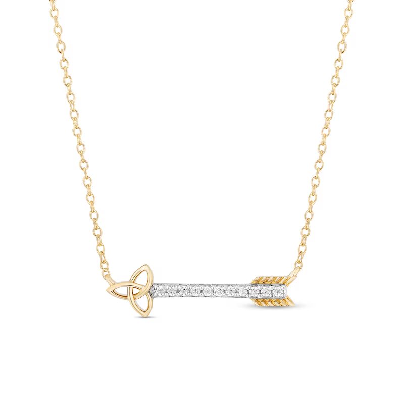 Collector's Edition Enchanted Disney Brave 10th Anniversary 1/10 CT. T.W. Diamond Celtic Arrow Necklace in 10K Gold