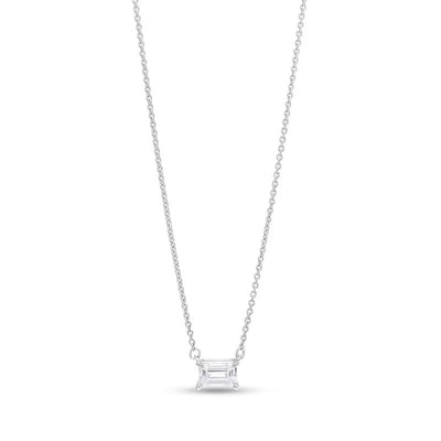 1/3 CT. Certified Emerald-Cut Lab-Created Diamond Solitaire Necklace in 14K Gold