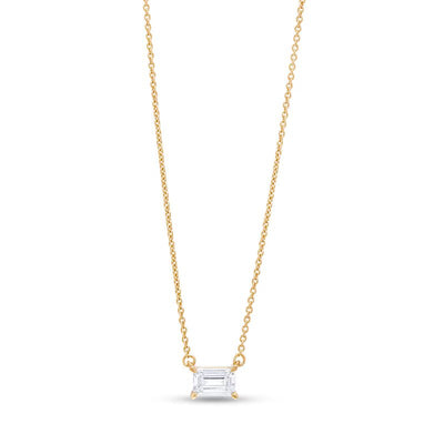 1/3 CT. Certified Emerald-Cut Lab-Created Diamond Solitaire Necklace in 14K White Gold (F/SI2)