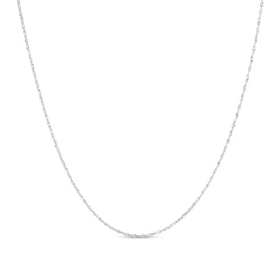 1.0mm Solid Singapore Chain Necklace in 14K White Gold - 18"