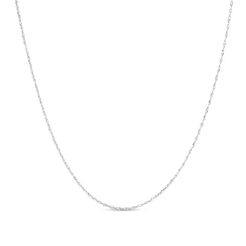 1.0mm Solid Singapore Chain Necklace in 14K White Gold - 18"