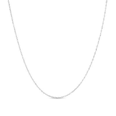 1.0mm Solid Singapore Chain Necklace in 14K White Gold - 16"