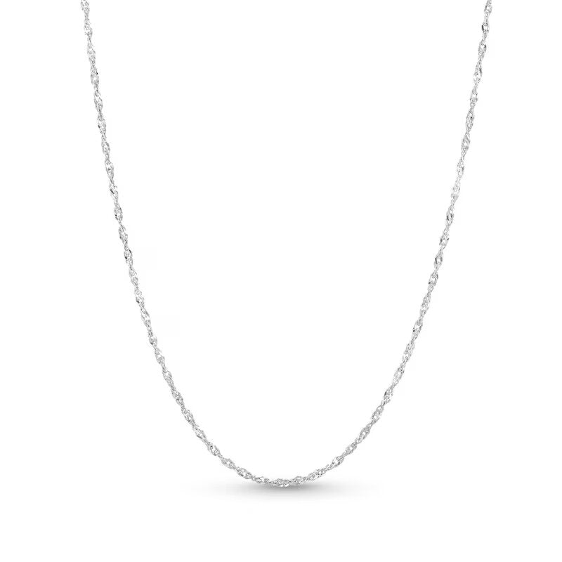 1.25mm Solid Singapore Chain Necklace in 14K White Gold - Shryne Diamanti & Co.