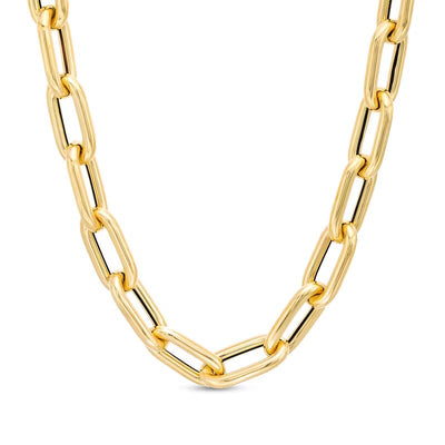 2.5mm Hollow Paper Clip Cheval Chain Necklace in 14K Gold - 18"