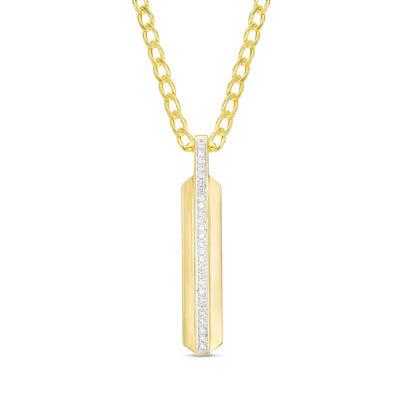 Men's 1/5 CT. T.W. Diamond Vertical Bar Pendant in 10K Gold - 22"