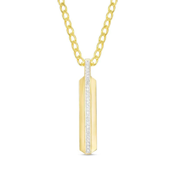 Men's 1/5 CT. T.W. Diamond Vertical Bar Pendant in 10K Gold - 22"