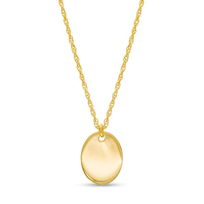 Engravable Oval Necklace in 14K Gold