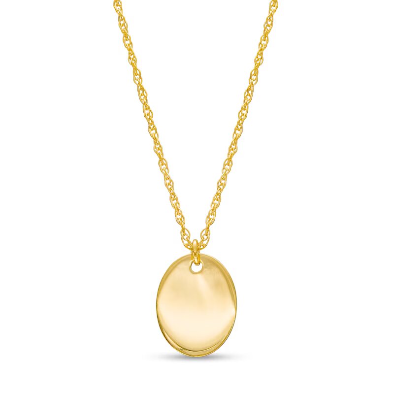 Engravable Oval Necklace in 14K Gold